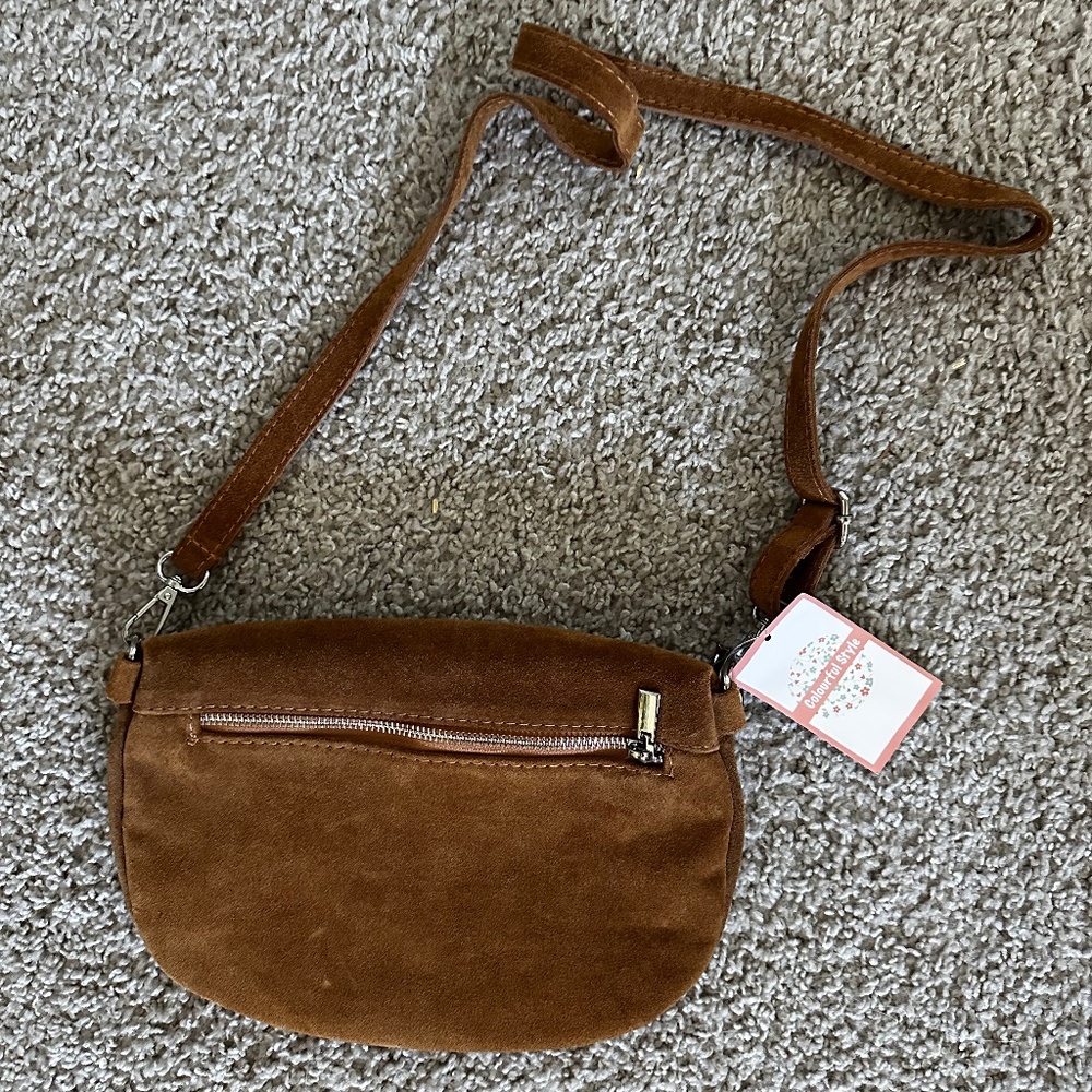 NEW Genuine Leather Suede Crossbody Bag – Brown – Handmade – NWT